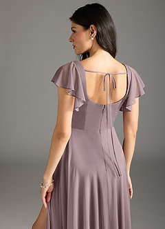 Azazie Bondi Bridesmaid Dresses Dusk A-Line Ruched Mesh Dress image3