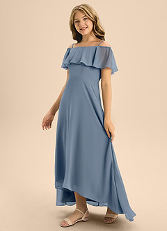 Azazie Maggie Junior Twilight A-Line Off the Shoulder Chiffon Dress image4