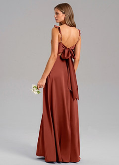 Azazie Everett Robes de demoiselle d'honneur Robe Trapèze en Satin extensible Terracotta image6