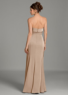Azazie Helena Bridesmaid Dresses Taupe Mermaid Strapless Stretch Satin Dress image2