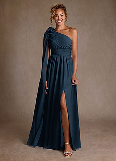 Azazie Lancaster Abiti per la Madre della Sposa Abito A-Line in Chiffon Monospalla Marino Scuro image1