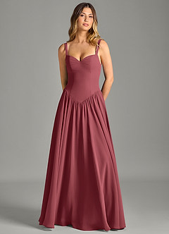 Azazie Evadina Suknie dla druhen Linia A Gorset Szyfon Do ziemi Sukienka image5