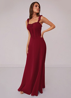 Barbie ♥ Azazie Bridesmaid Dresses Burgundy A-Line Sweetheart Neckline Chiffon Dress image1