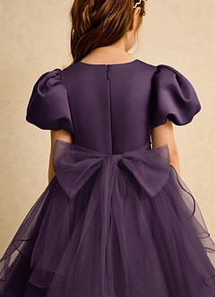 Azazie Cocoa Abiti da Ragazza di Fiori Abito Principessa in Tulle Plissettato Prugna image9