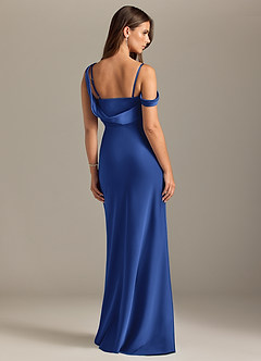 Azazie Madelyn Vestidos de damas de honor Vestido de Azul Real de Satén Elástico de Corte Sirena Convertible con Vestidos sin tirantes image2
