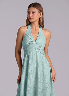 Azazie Tessie Bridesmaid Dresses Mist A-Line Pleated Floral Burnout Dress image7