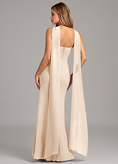 Azazie Kinsley Bridesmaid Dresses White Alabaster Mermaid Pleated Chiffon Dress image2