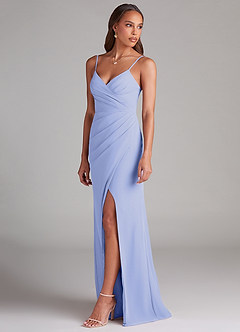 Azazie Maci Bridesmaid Dresses Lavender Sheath Pleated Chiffon Dress image3
