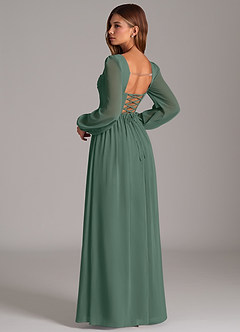 Azazie Maree Bridesmaid Dresses Sea Moss A-Line Corset Chiffon Dress image2