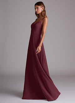 Azazie Marley Bridesmaid Dresses Cabernet A-Line Off the Shoulder Chiffon Convertible Dress image6