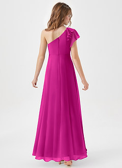 Azazie Arabella Junior A라인 셔링 쉬폰 플로어 길이 주니어 신부 들러리 드레스 image6