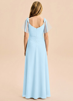 Azazie Indy Junior Sky Blue Sheath Ruched Chiffon Dress image3