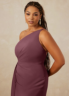 Christian Siriano Bridal for Azazie 1003 Bridesmaid Dresses Sangria Sheath One Shoulder Chiffon Dress image13