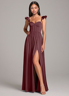 Azazie Denisse Bridesmaid Dresses Sangria A-Line Ruched Stretch Satin Dress image4