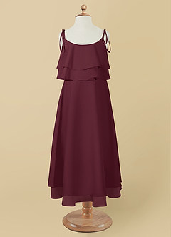 Azazie Temi Flower Girl Dresses Cabernet A-Line Spaghetti Strap Chiffon Dress image10