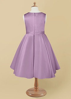 Azazie Coco Blumenmädchenkleider A-Linie Schleifen Matte Satin Kleid Blauregen image6