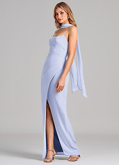 Azazie Calandra Suknie dla druhen Osłona Pofałdowany Szyfon Do ziemi Sukienka image4