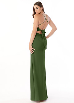 Azazie Aribella Bridesmaid Dresses Olive Sheath Ruched Chiffon Dress image4