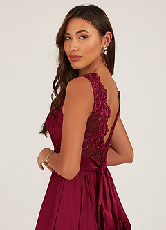 Azazie Gertrude Bridesmaid Dresses Burgundy A-Line Lace Chiffon Dress image7