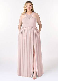Azazie Elvira Bridesmaid Dresses Blushing Pink A-Line Pleated Chiffon Dress image7