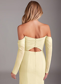 Azazie Hallie Bridesmaid Dresses Lemon Sorbet Mermaid Long Sleeve Chiffon Dress image7