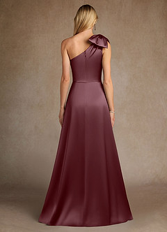 Azazie Easton Mother of the Bride Dresses Sangria A-Line One Shoulder Stretch Satin Dress image3