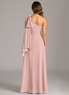Azazie Tella Robes de demoiselle d'honneur Robe Trapèze en Mousseline de soie Asymétrique Rose Poudré image7