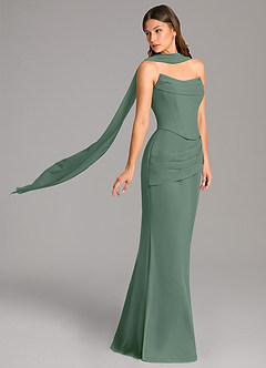 Azazie Sorrel Bridesmaid Dresses Eucalyptus Mermaid Corset Chiffon Dress image3