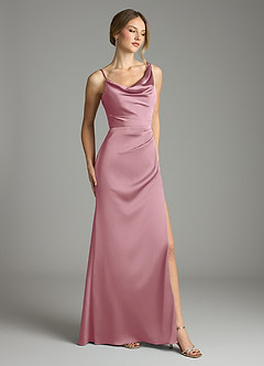 Azazie Samara Bridesmaid Dresses Vintage Mauve Mermaid Pleated Stretch Satin Dress image4