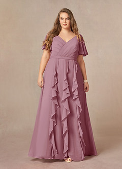 Azazie Watson Mother of the Bride Dresses Vintage Mauve A-Line V-Neck Chiffon Dress image6