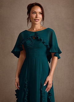 Azazie Darla vestidos de madre de la novia Vestido Pino de Gasa de Corte en A con Drapeado image7
