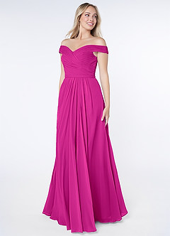 Azazie Audrianna Robes de demoiselle d'honneur Robe Trapèze Convertible en Mousseline de soie Schulterfrei gerafft Fuchsia image2