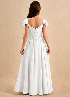 Azazie Meimei Girls Formal vestidos de niña de las flores Vestido de Marfil de Gasa de Corte en A con Plisado image2