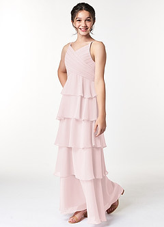 Azazie Daniela A-Line Ruched Chiffon Floor-Length Junior Bridesmaid Dress image6