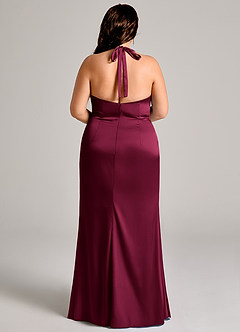Azazie Valerie Robes de demoiselle d'honneur Robe Sirène en Satin extensible Plissé Bourgogne image12
