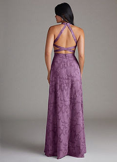 Azazie Clarice Jurken voor bruidsmeisjes Jurk van Bloemen Burn-out met A-Lijn Zijsplit Blauweregen image2