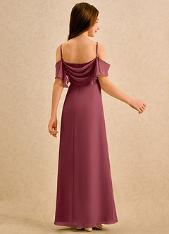 Azazie Pippy Girls Formal Robe Demoiselle D'honneur Fillette Robe Trapèze en Mousseline de soie Encolure en Forme de Cœur Merlot image2