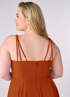 Barbie ♥ Azazie Brautjungfernkleider A-Linie Schleifen Chiffon Kleid Paprika image10