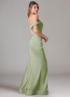 Azazie Everly Bridesmaid Dresses Dusty Sage Mermaid Off the Shoulder Stretch Satin Convertible Dress image4