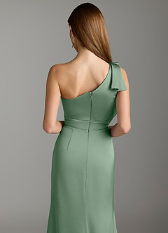 Azazie Rinna Bridesmaid Dresses Matcha Mermaid Ruched Stretch Satin Dress image7