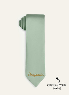 front Personalisierte breite Krawatte aus Stretch-Satin mit Stickerei