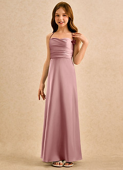 Azazie Kandi Girls Formal Flower Girl Klänningar Klä A-Line i Stretch Satin Älskling Halsringning image5