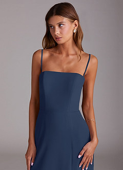 Azazie Wren Abiti da Damigella Abito A-Line in Chiffon Senza Cinturino Marino Scuro image2