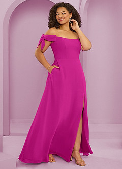 Barbie ♥ Azazie Bridesmaid Dresses Fuchsia A-Line Off the Shoulder Chiffon Convertible Dress image12