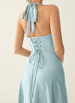 Titania Neblina Vestido de fiesta de satén con escote en V y volantes image5