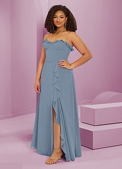 Barbie ♥ Azazie Jurken voor bruidsmeisjes Jurk van Chiffon met A-Lijn Sweetheart Halslijn Stoffig Blauw image11