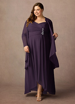 Azazie Anne Vestidos para mãe da noiva Vestir Ameixa de Renda de Bainha com Lantejoulas image10
