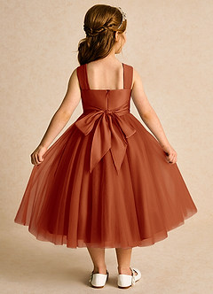 Azazie Dovey Flower Girl Dresses Paprika Ball-Gown Bow Tulle Dress image3