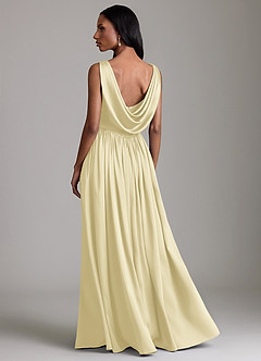 Azazie Novi Probar vestidos en casa Vestido de Azul Cielo de Satén Elástico de Corte en A con Con bolsillos image2