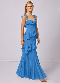Barbie ♥ Azazie Bridesmaid Dresses Blue Jay A-Line Sweetheart Neckline Chiffon Dress image4